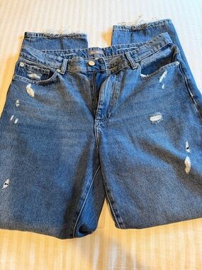 DL1961 Men's Distressed Dark Blue Straight Jeans
